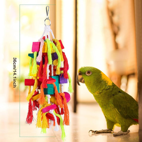 Rypet Large and Small Parrot Chewing Toys, Wooden Block Tearing Toys for Conures, Cockatiels, African Grey