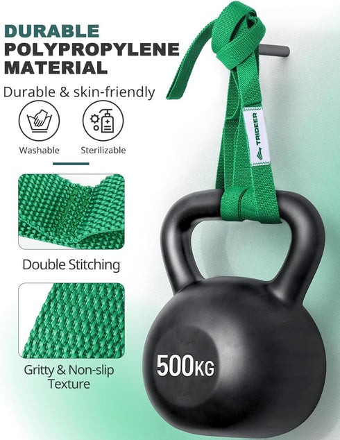 Trideer Yoga Strap for Physical Therapy - 10 Loops Non-Elastic Stretching Strap for Pilates, Exercise, Stretch Band