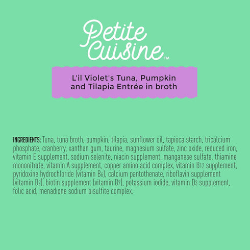 PETITE CUISINE Grain-Free Wet Cat Food, L'il Violet's Tuna, Pumpkin & Tilapia, 24 cans 2.8 oz