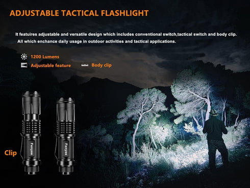 Tactical Flashlight, Adjustable 350 Yards 1200 Lumen LED Light with Offset Mount for Outdoor Hunting