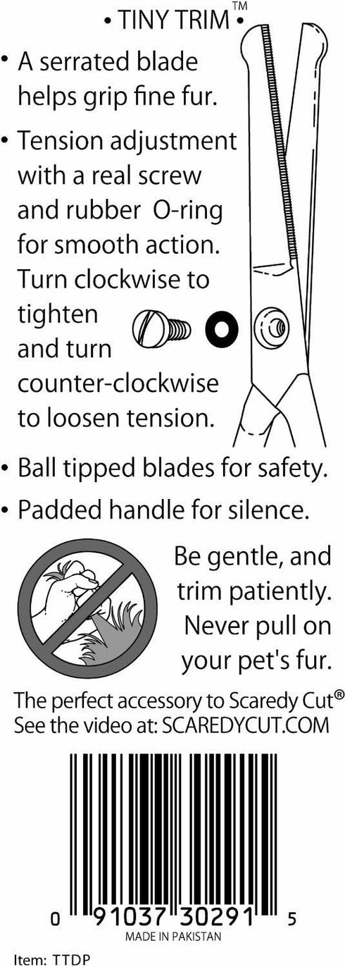 SCAREDY CUT NO Buzz Dog Clippers, Tiny Trim Safety Scissor, Silent Low Noise Grooming Clipper, Right Handed Pink
