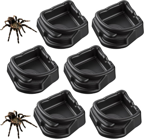 Aysatogc 6 Pcs Spider Micro Water Bowl, Mini Resin Dish Tiny Bowl Enclosure