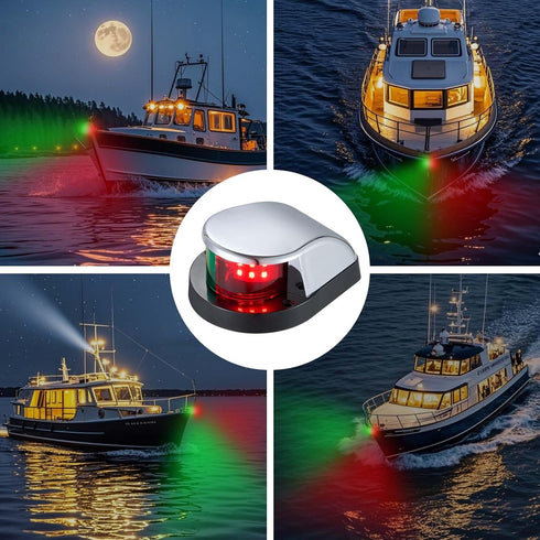 Bi-Color Bow Navigation Light for Small Boats, Yachts, and Skiffs