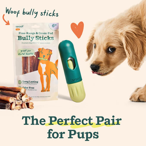 WOOF BullySafe Durable Dog Chew Holder, Safe Bully Stick Holder for Long-Lasting Play, Easy to Clean.
