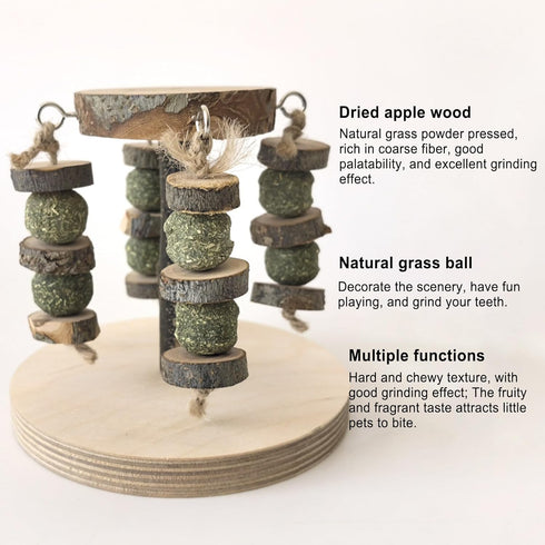 Genrico Gerbil Toys | Multifunctional Natural Wood Teether Treats - Gnawing Toys - for Gnawing and Chewing Small Pets