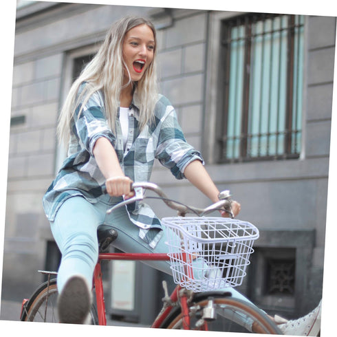 Thickened Electric Bike Basket with Cover Practical Storage Holder for Front Handlebar Fit for Adult Bicycles Spacious