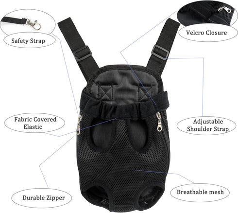Pet Carrier Backpack, Adjustable Dog Carrier for Hiking and Travel, Dog Front Carrier, Puppy Backpack