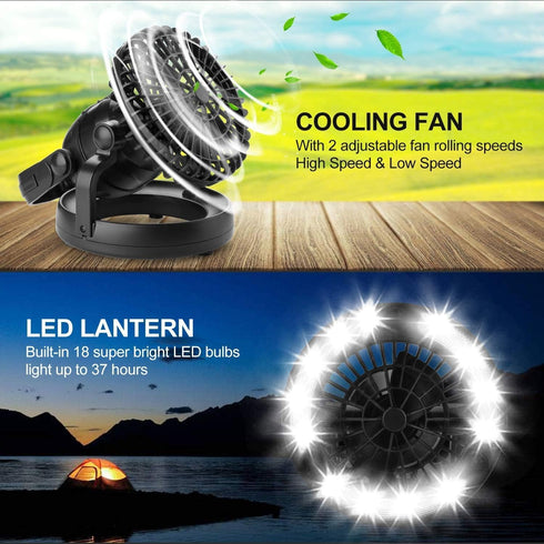 Odoland Portable LED Camping Lantern with Fan - Emergency Light