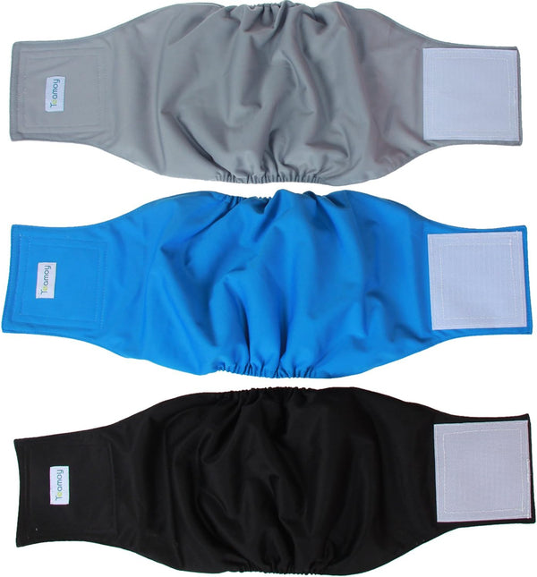 Teamoy Reusable Wrap Diapers for Male Dogs, Washable Puppy Belly Band Pack