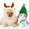 Xuniea Green Santa Dog Hat, Adjustable Antler Costume for Dogs & Cats, Cute Christmas Tree Hat for Small Pets