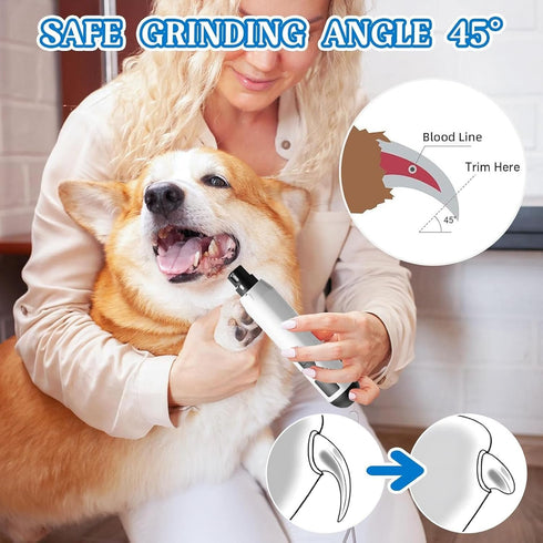 Tasunte Trimmer 5 Trimmer Silent Groom Pro, Nail with LED Light & Speeds, Nail Grinder for Dogs & Cats, Quiet Electric