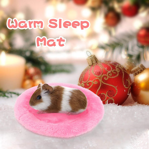 BWOGUE Round Velvet Hamster Bed, Warm Sleep Mat Pad for Hamster, Hedgehog, Squirrel, Guinea Pig