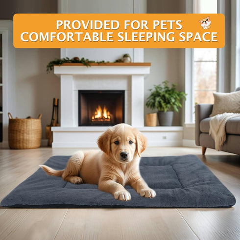 Reversible Dog Bed Mat - Plush and Corn Velvet Soft Warm Cushion, Washable Sleeping Mattress for Small Medium Large
