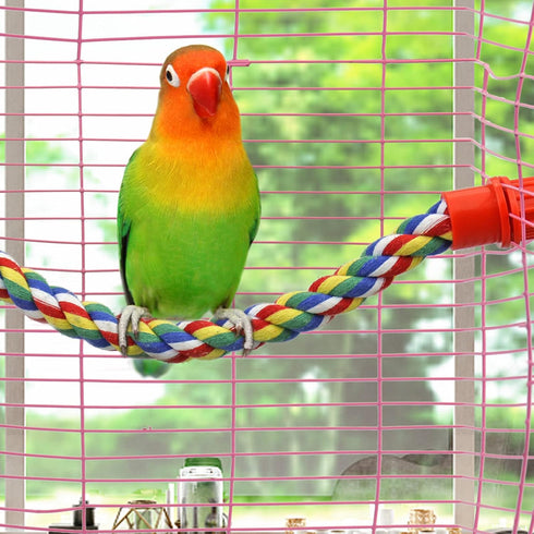 Bird Rope Perches for Parrots, Cockatiels, Budgie Cages, Comfy Colorful Rope Toy (31.5 inch)