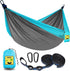 SZHLUX Camping Hammock, Double & Single Portable Hammocks with 2 Tree Straps and Carry Bag, Light Grey/Sky Blue
