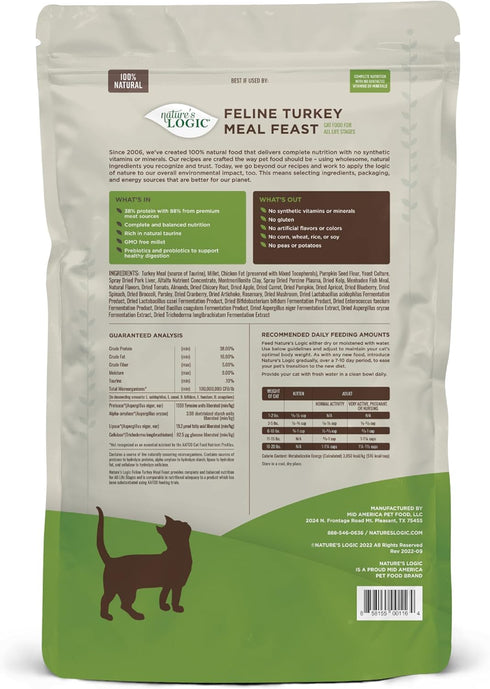 Nature's Logic Turkey Dry Cat Food, 7.7 lb (1 Pack)
