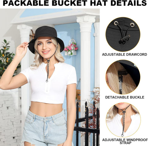 Packable Waterproof Bucket Hat for Women and Men, UV Protection Sun Hat