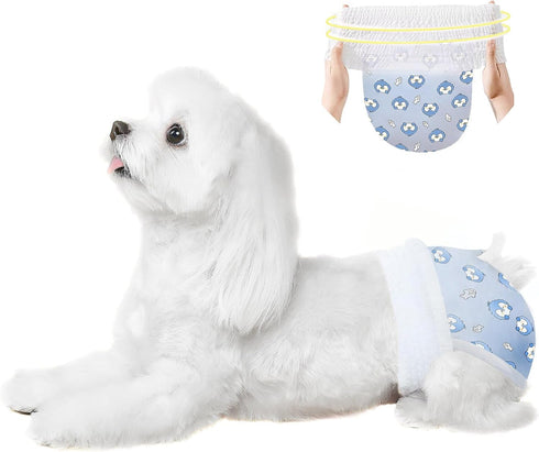 Ambreview Dog Diapers Female, Disposable Pulled Up Dog Diaper with Stretchy Waist,