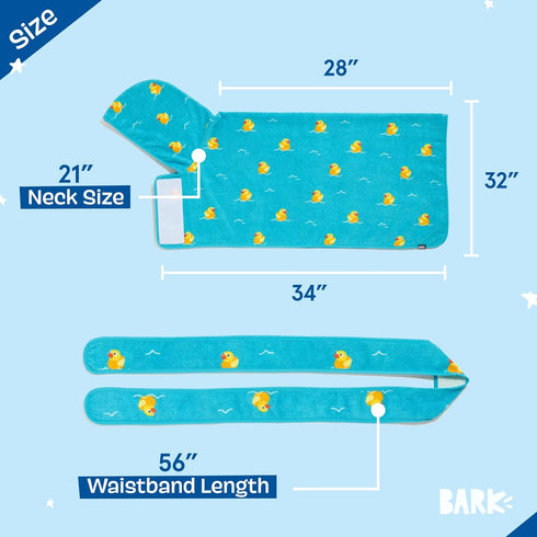 Barkbox Dog Bathrobe, Fast Drying with Hook and Loop Closure, Cute Dogs Clothes, Machine Washable, Large, Rubber Duck