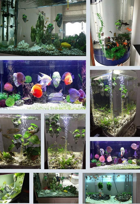 Hewnda Aquarium Decor - Floating Moss Rock Resin Stone, Small Aquarium Rock for Fish Tank Decor