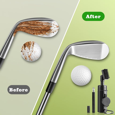 Pro Golf Club Cleaner Brush with Golf Groove Sharpener Tool, 8 Inches Water Brush with Retractable Clip for Men/Women