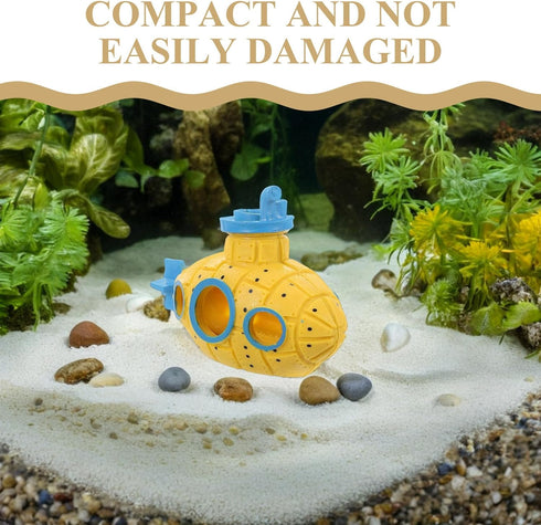 Cabilock Aquarium Ornament Submarine Fish Tank Decoration with Hidden Cave Shrimp Shelter and Fish Hideout for Breeding