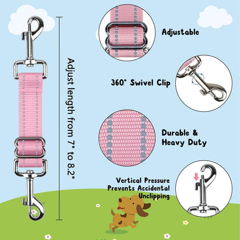 YUEPET 2 Pack Adjustable Dog Safety Collar Clips, Reflective Double Ended Backup Clasp for Harness to Collar Safety