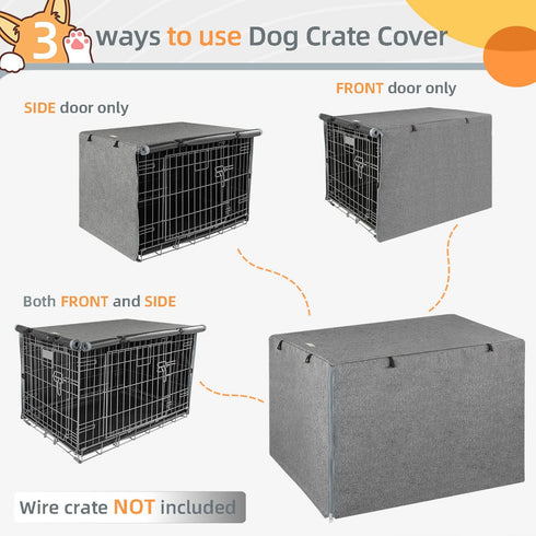Dog Crate Cover, Fits 24 Inch Dog Crate, Double Door Polyester Cover for Indoor Outdoor Protection
