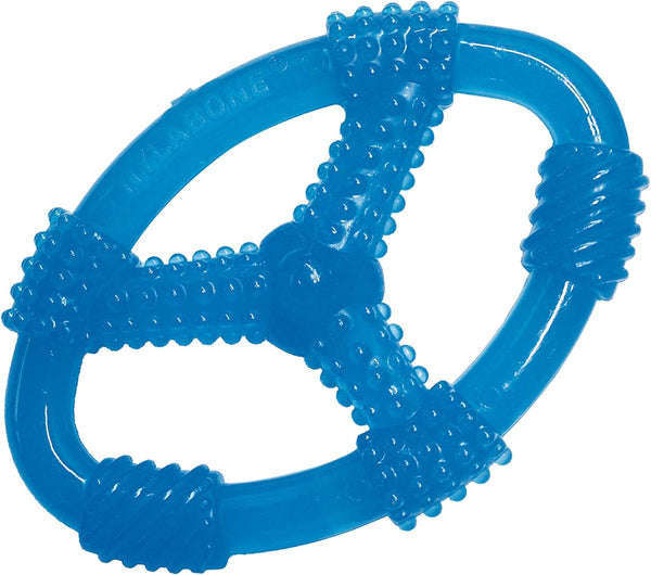 Nylabone Spin Tug & Play Puppy Chew Ring Toy, Soothing Teething Bone for Medium Dogs, Blue, Peanut Butter Flavor, 1