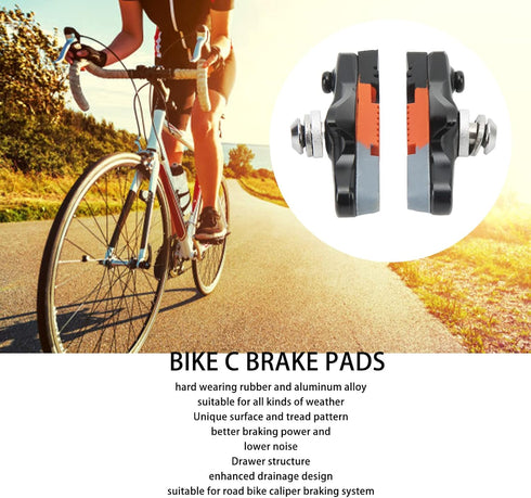 Road Bike Brake Pads, Alloy C Brake Pads 1 Pair for Low Noise Wear Bike Caliper Brake Block for Road Bikes