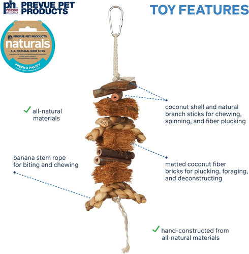 Prevue Hendryx 62803 Naturals Coco Rope Mini Bird Toy - 8 x 2.5