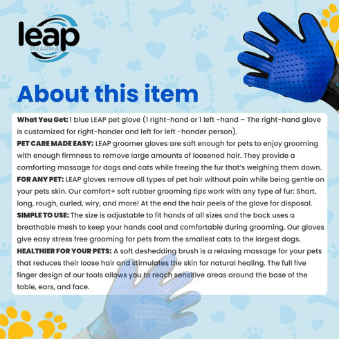 Pets Grooming Glove, Gentle Massage Brush and Pet Hair Remover for Dogs & Cats with Long & Short Fur
