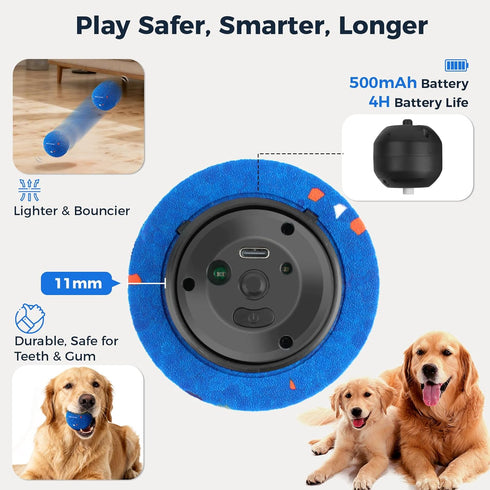 2 Pack Interactive Dog Balls - Auto Moving Bouncing Vibrating Washable Dog Toys for Large Medium Dogs, Type-C