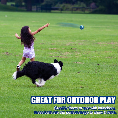 Indestructible Dog Balls, Durable Bouncy Tennis Balls for Aggressive Chewers, Interactive Fetch Game Toys (4 Balls)