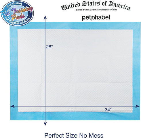 Petphabet Puppy Pads, XXL-Large 34" x 28", Ultra Absorbent All Day Premium Dog Pads, 42 Count