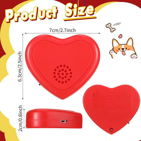 2 Pcs Heartbeat Puppy Toy Heartbeat Simulator Heartbeat Replacement Soother for Pet Anxiety Relief Sleep Aid Calming Toys Cat Kitten Dog, Add to Blankets Pillows Beds, Red