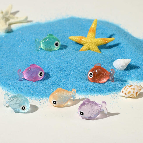 48 Pcs Mini Resin Fish Figurines, Glow in The Dark Tiny Fish Ornament Decorations for Aquarium Fish Tank