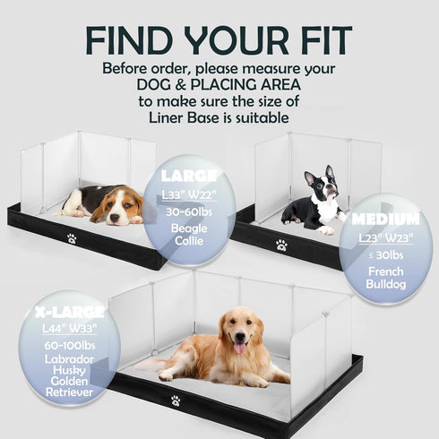 MEEXPAWS Dog Pee Pad Holder Foldable with Dog Litter Box Enclosure High Wall, Puppy Pad Holder Tray Liner Base with DIY