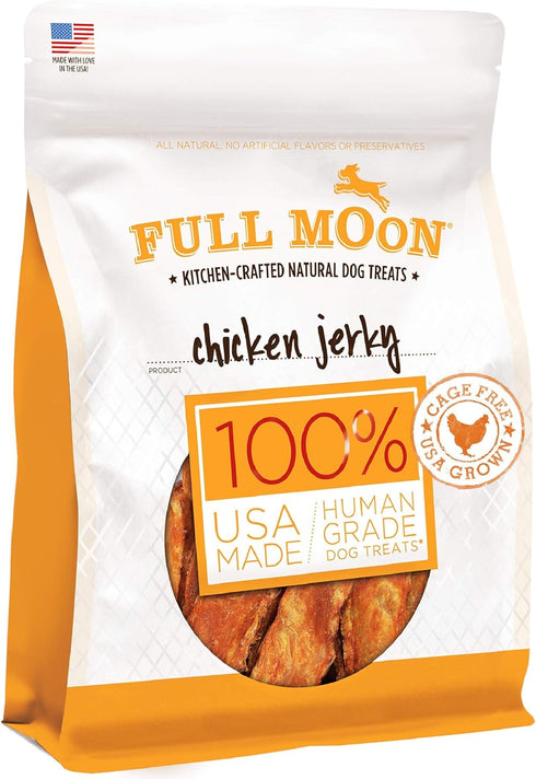 Full Moon Chicken Jerky - Healthy All Natural Dog Treats, Human Grade, Made in USA, Grain Free, 12 oz