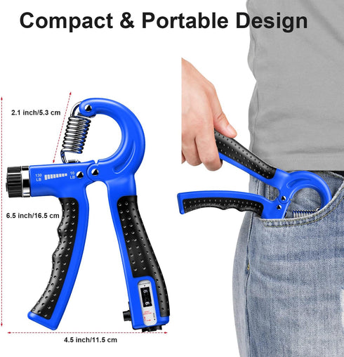KDG Hand Grip Strengthener, 2 Pack Adjustable Resistance 10-130 lbs Forearm Exerciser, Grip Strength Trainer for Muscle