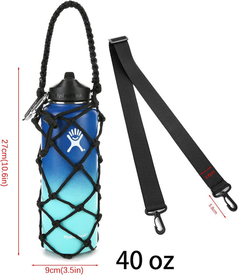 Water Bottle Carrier Strap, Wine Cup Holder for Sports Bottle Sling, Fits 17-25oz, 32oz-40oz, 64oz
