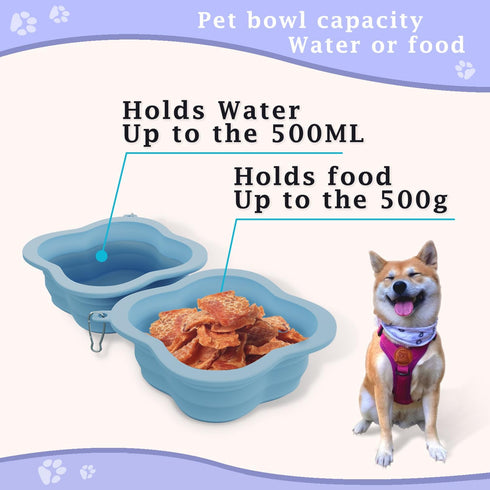 Collapsible Dog Bowls, Slow Feeder Outdoor Travel Bowls, Portable Foldable Cat Water Dish for Pets (Purple)