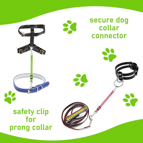 2PCS Reflective Dog Safety Collar Clips, Adjustable Nylon Pet Collar Connector (Green, Pink)