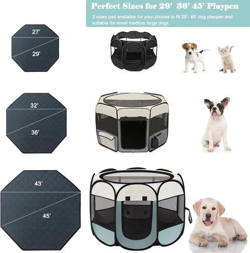 Dog Playpen Mat, Washable Pee Pad for Octagon Puppy Whelping Pading Leakproof Potty Training Pad Liner for Crate Kennel
