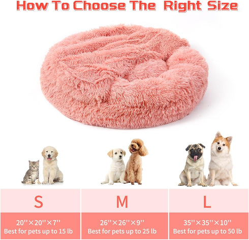 NOYAL Calming Dog Beds with Blanket Cave, Anti-Anxiety Fluffy Bed for Small Medium Dogs, Pet Cushions Furniture