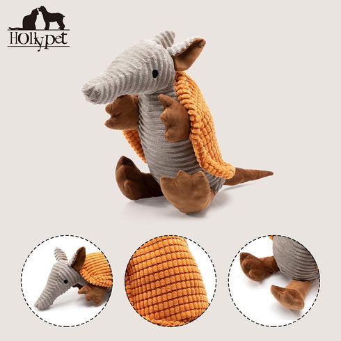 Hollypet Fluffy Squeaky Dog Toys for All Breeds, Stuffed Toys for Small, Medium & Large Dogs, Orange Large