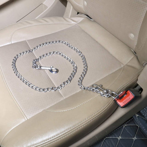 Mogoko Stainless Steel No Chew Dog Car Restraint Cable, Heavy Duty Big Canine Dog Car Leash Strap with Double Clip