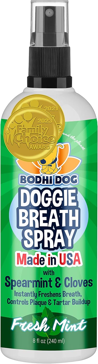 Bodhi Dog Natural Dog Breath Freshener Spray, 8oz | Fresh Breath, Tartar & Plaque Remover, Supports Teeth & Gum Health
