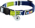 Pawtitas Pet Soft Adjustable Multicolor Cat Collar with Safety Buckle and Removable Bell, Green/White/Blue