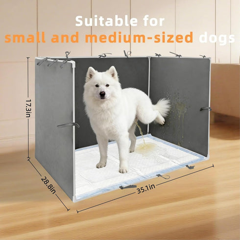 Dmnnlp 35"x29"x17.3" Dog Pee Pad Holder with High Walls - No-Splash Indoor Dog Potty Box, Foldable Potty Training